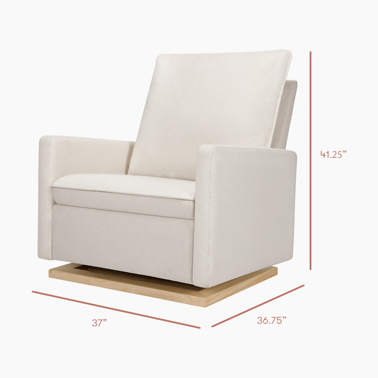 babyletto Cali Pillowback Chair and a Half Glider - Performance Cream Eco-Weave With Light Wood Base.