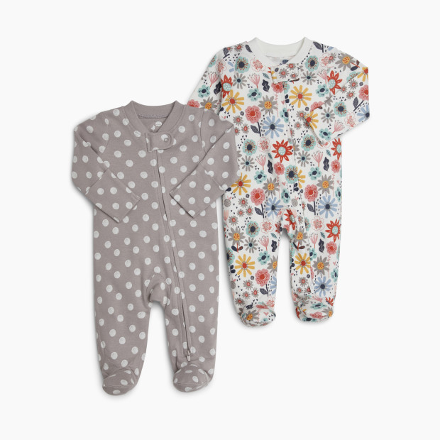 Small Story Printed Footie (2 Pack) - Dusty Floral, 0-3 M.