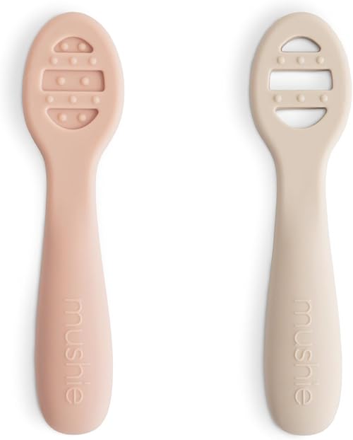 mushie Silicone First Feeding Baby Spoons.