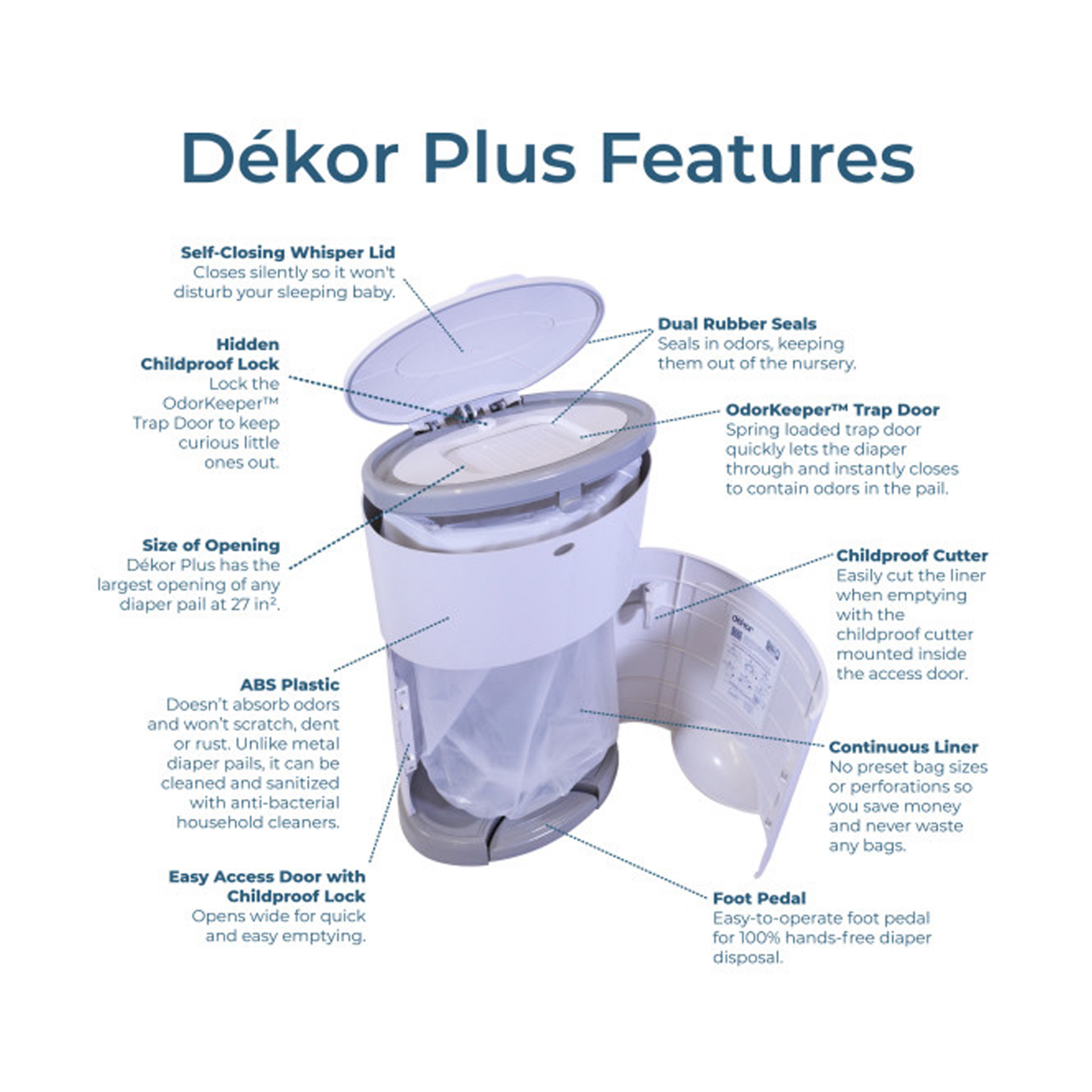 dekor Plus Diaper Pail Gray Babylist Shop