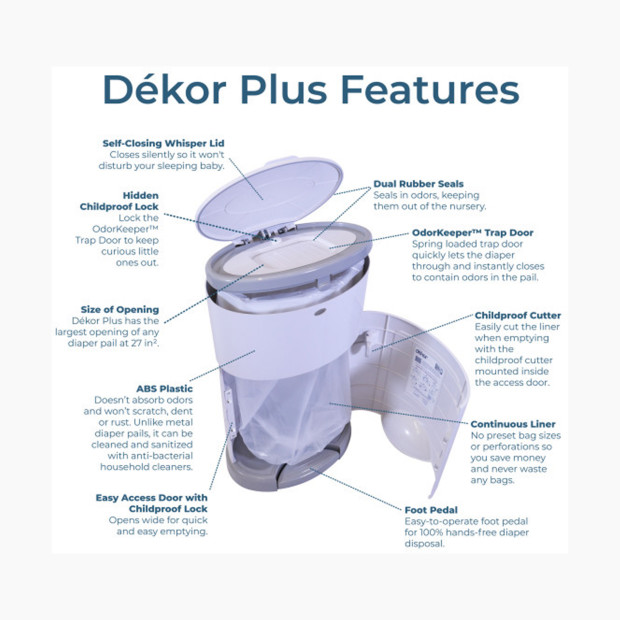 dekor Plus Diaper Pail - Gray.