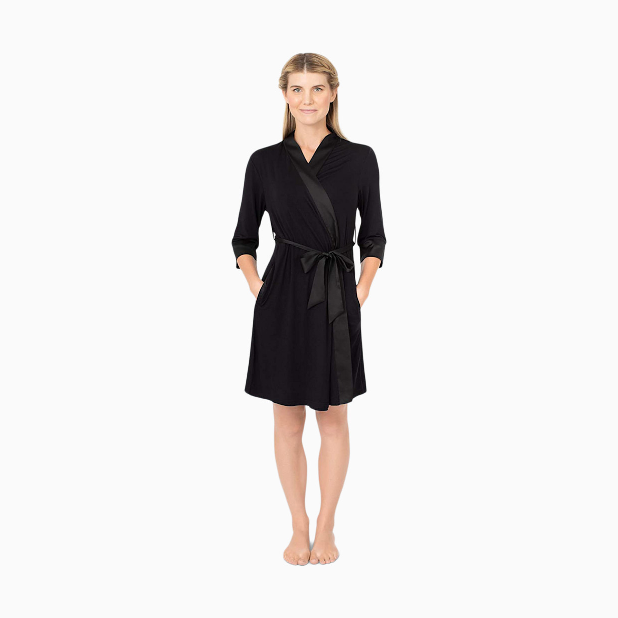 Kindred Bravely Emmaline Maternity & Nursing Robe - Black, Large/X-Large.