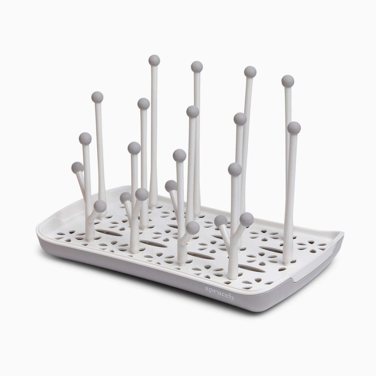Sprucely Bottle Drying Rack - White/Grey.