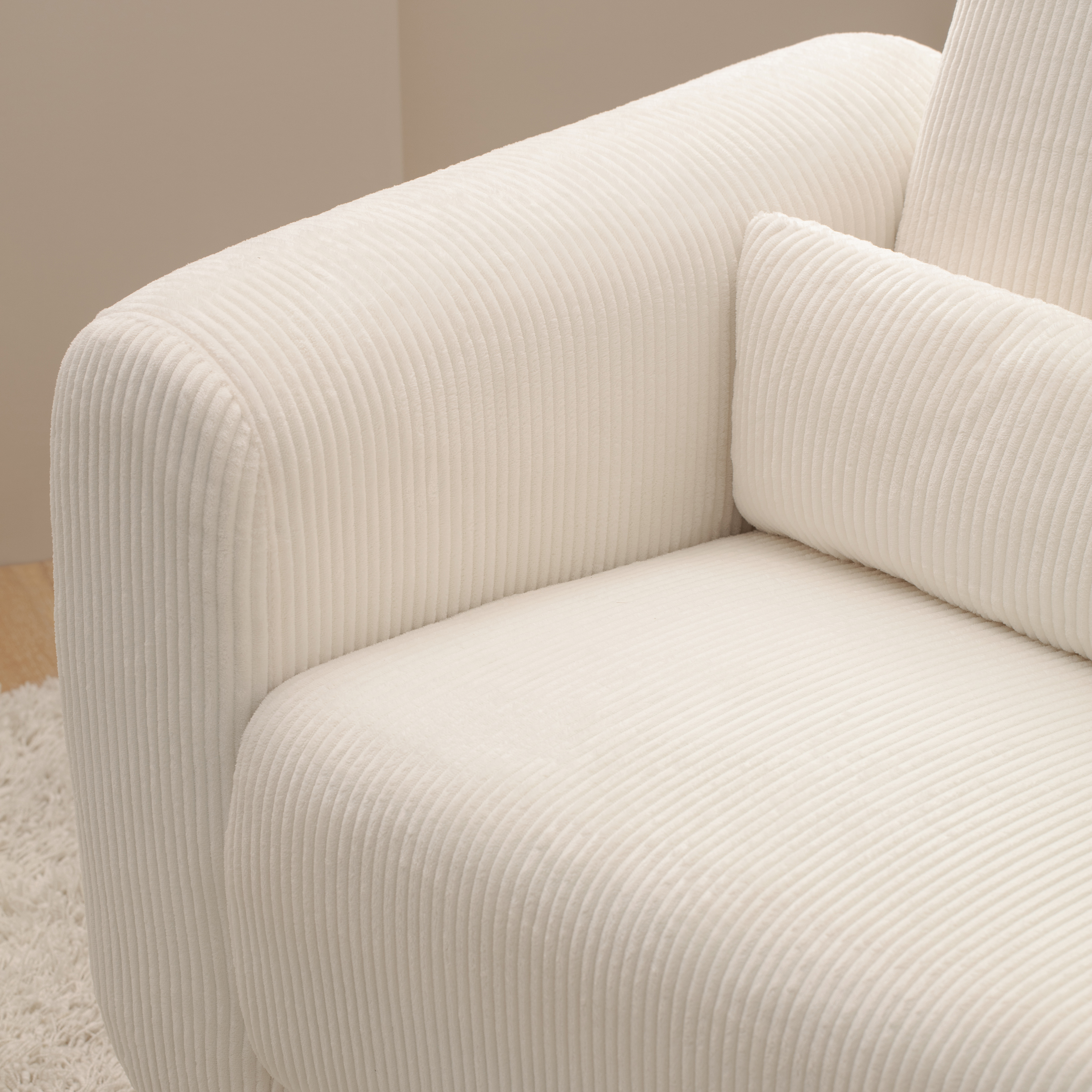 babyletto Tuba Extra Wide Swivel Glider - Ivory Corduroy With Light Wood Base.
