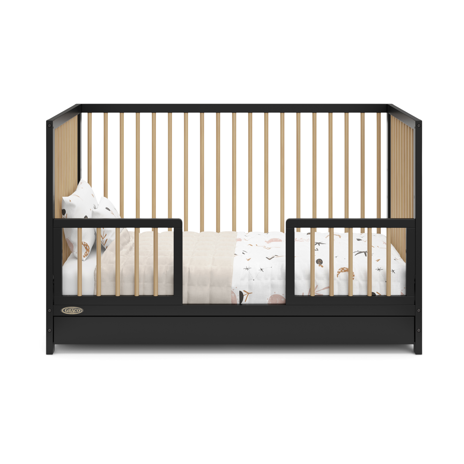 Storkcraft Universal Toddler Safety Guardrail Kit (Dowels) - Black And Driftwood.