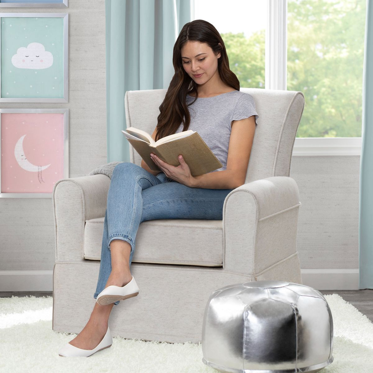 Delta Children Epic Nursery Glider Swivel Rocker Chair - Sand.