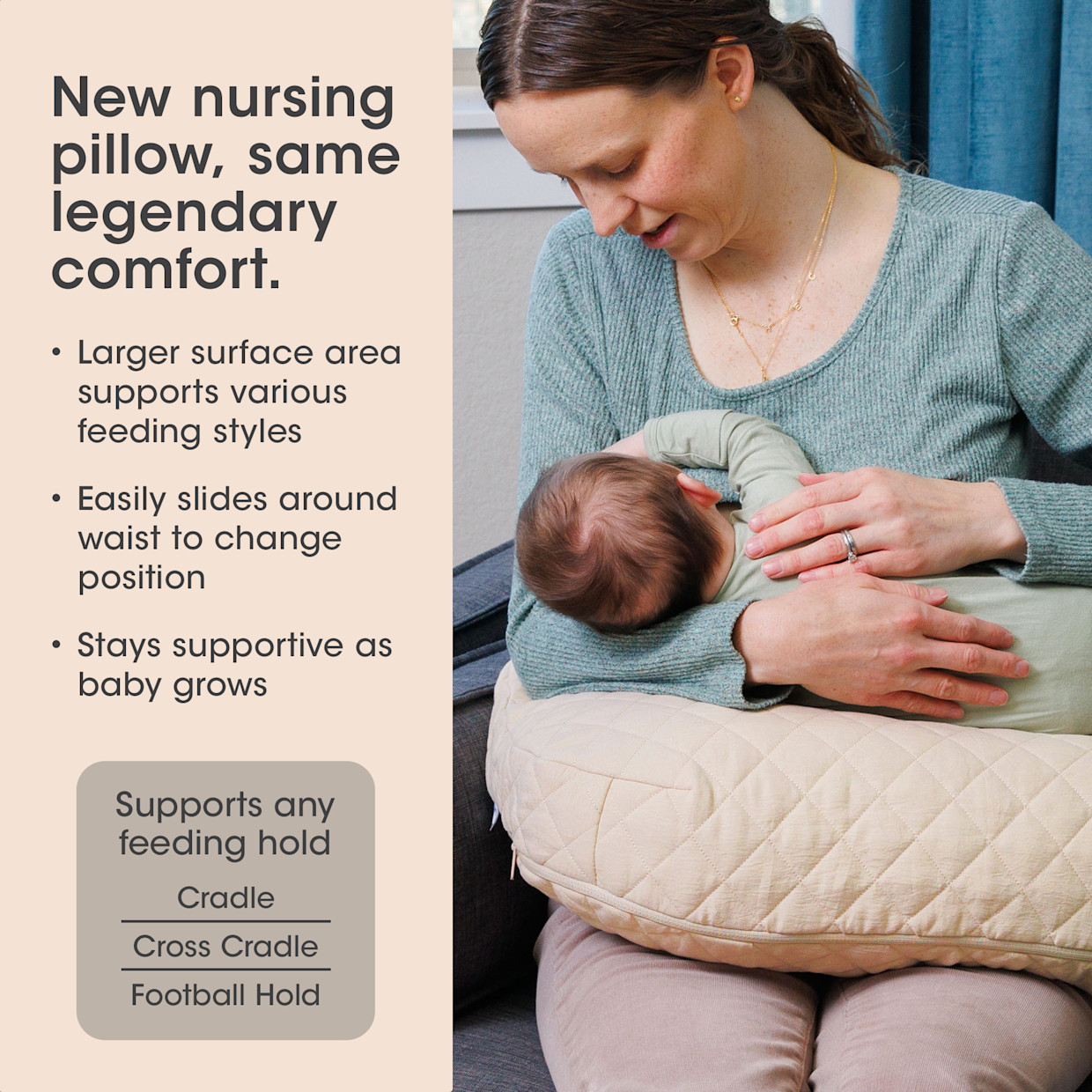 Boppy Boppy x Babylist New Nursing Pillow with Luxe Fabric Cover - Oatmeal Quilt.