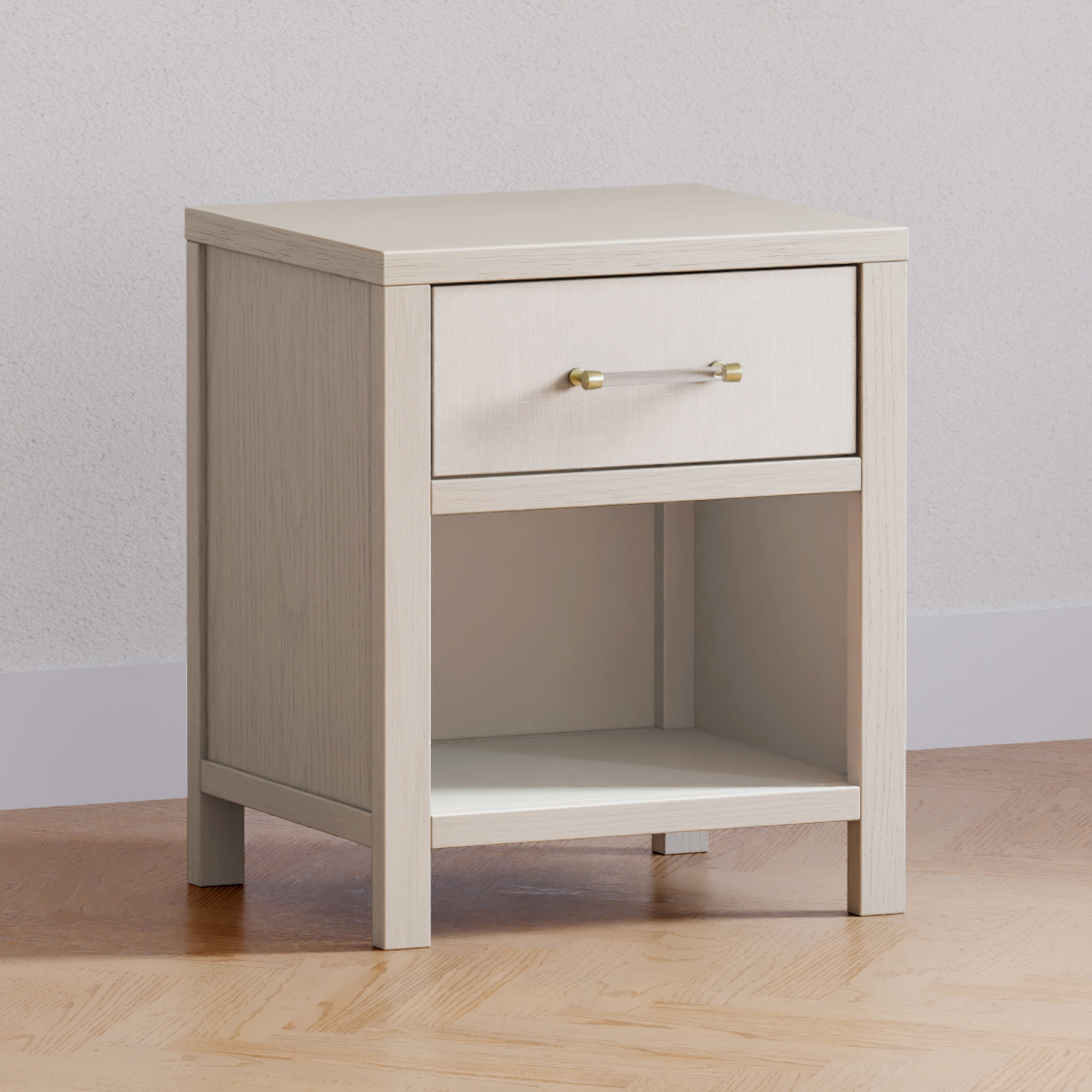 Namesake Eloise Assembled Nightstand - White Driftwood And Performance Pearl Eco-Weave.