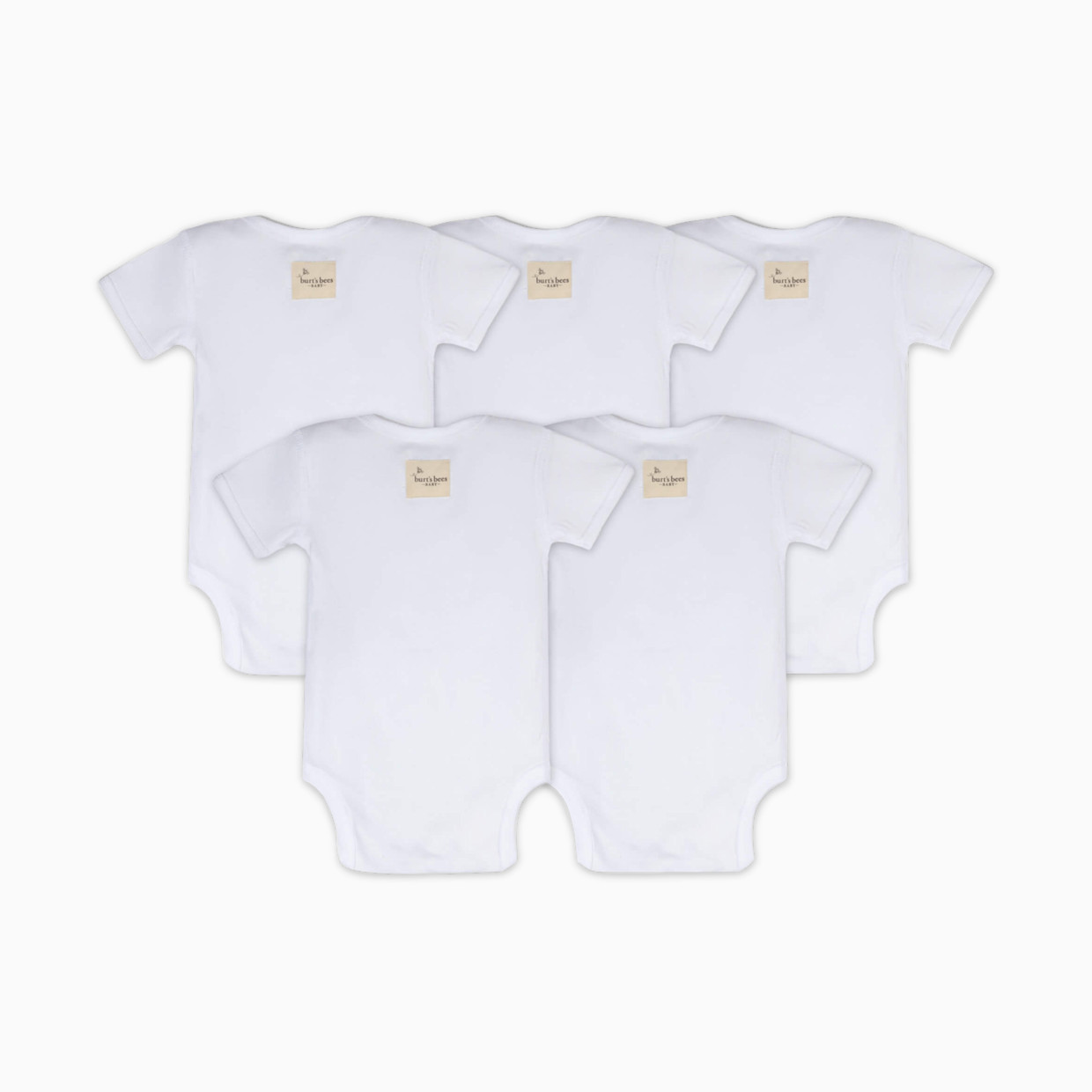 Burt's Bees Baby Organic Short Sleeve Bodysuit (5 Pack) - Cloud, 0-3 M.