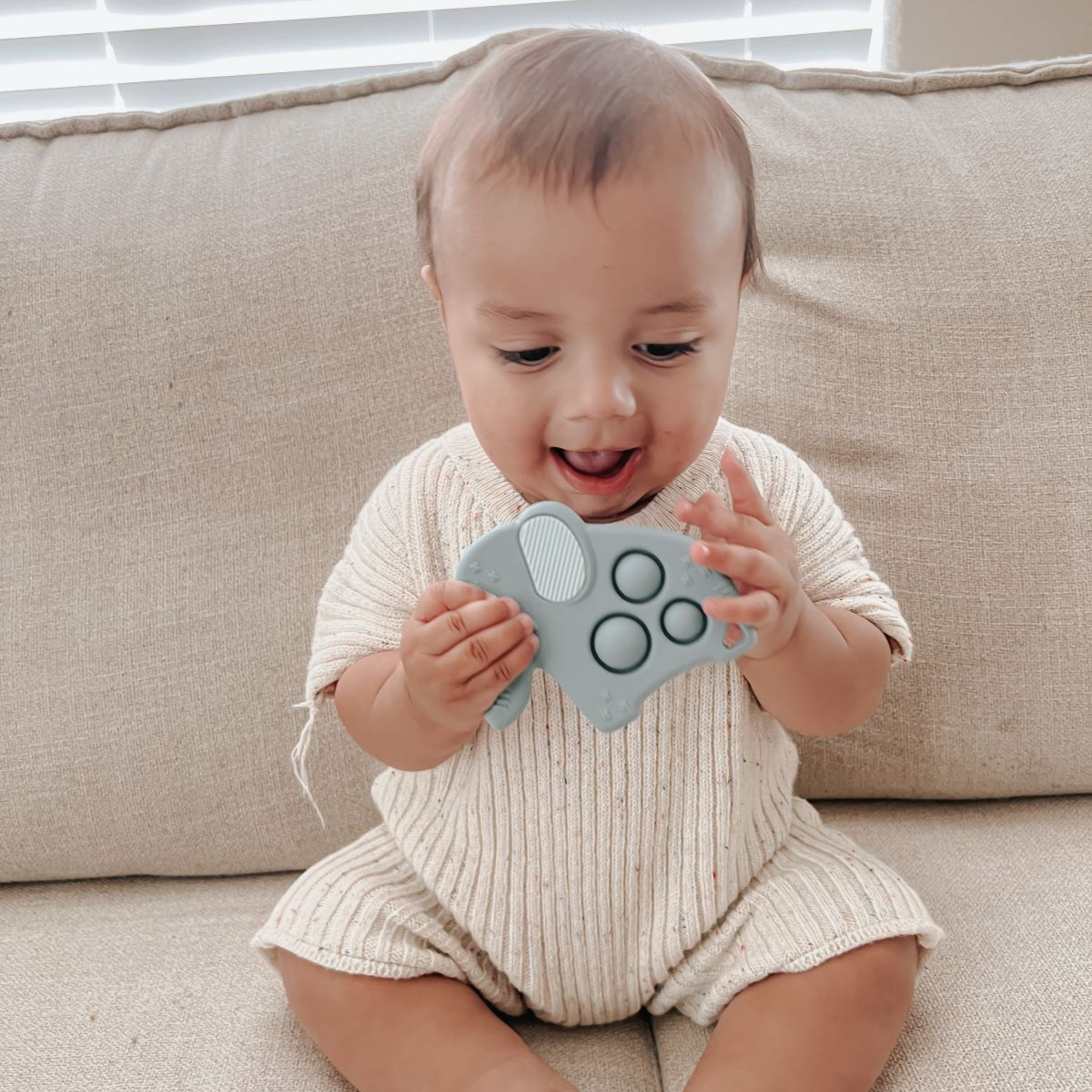 Itzy Ritzy Silicone Teether with Sensory Popper Elephant Babylist Shop