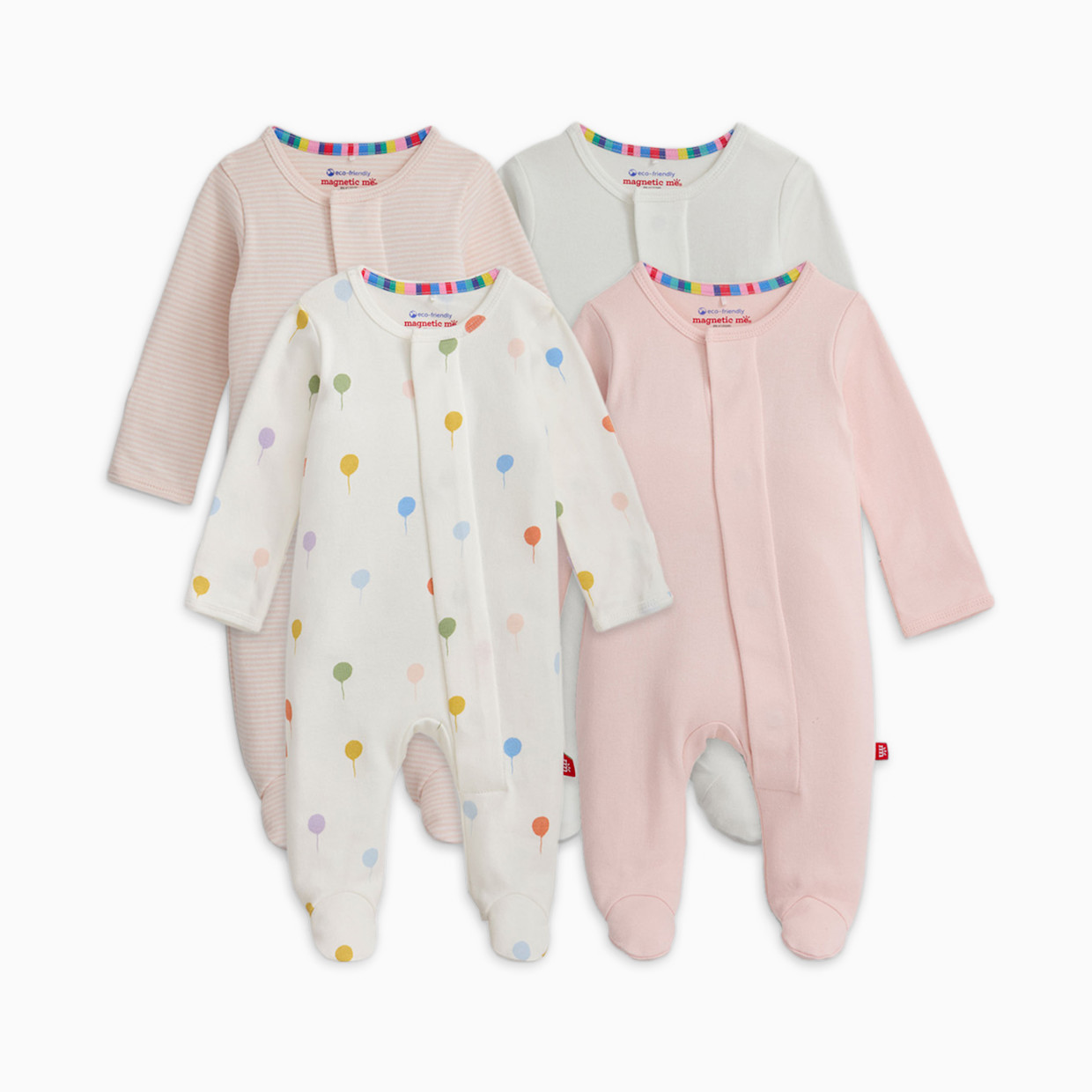 Magnetic Me Organic Cotton Magnetic 4-Pack Footie - Ballons Pk Multi, 0-3 M.