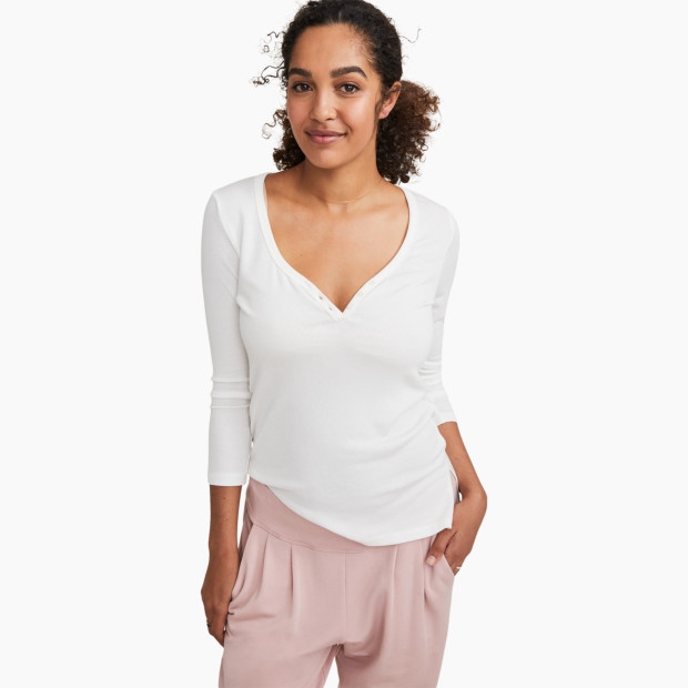 Hatch Collection The Rib Nursing Henley - Ivory, 0.