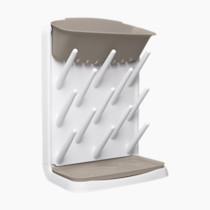 Ubbi Vertical Baby Bottle Drying Rack, Space Saving Countertop Drying Rack Baby Accessory, Taupe