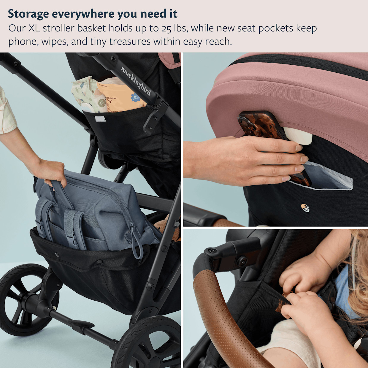 Mockingbird Single-to-Double Stroller 3.0 - Black Windowpane.