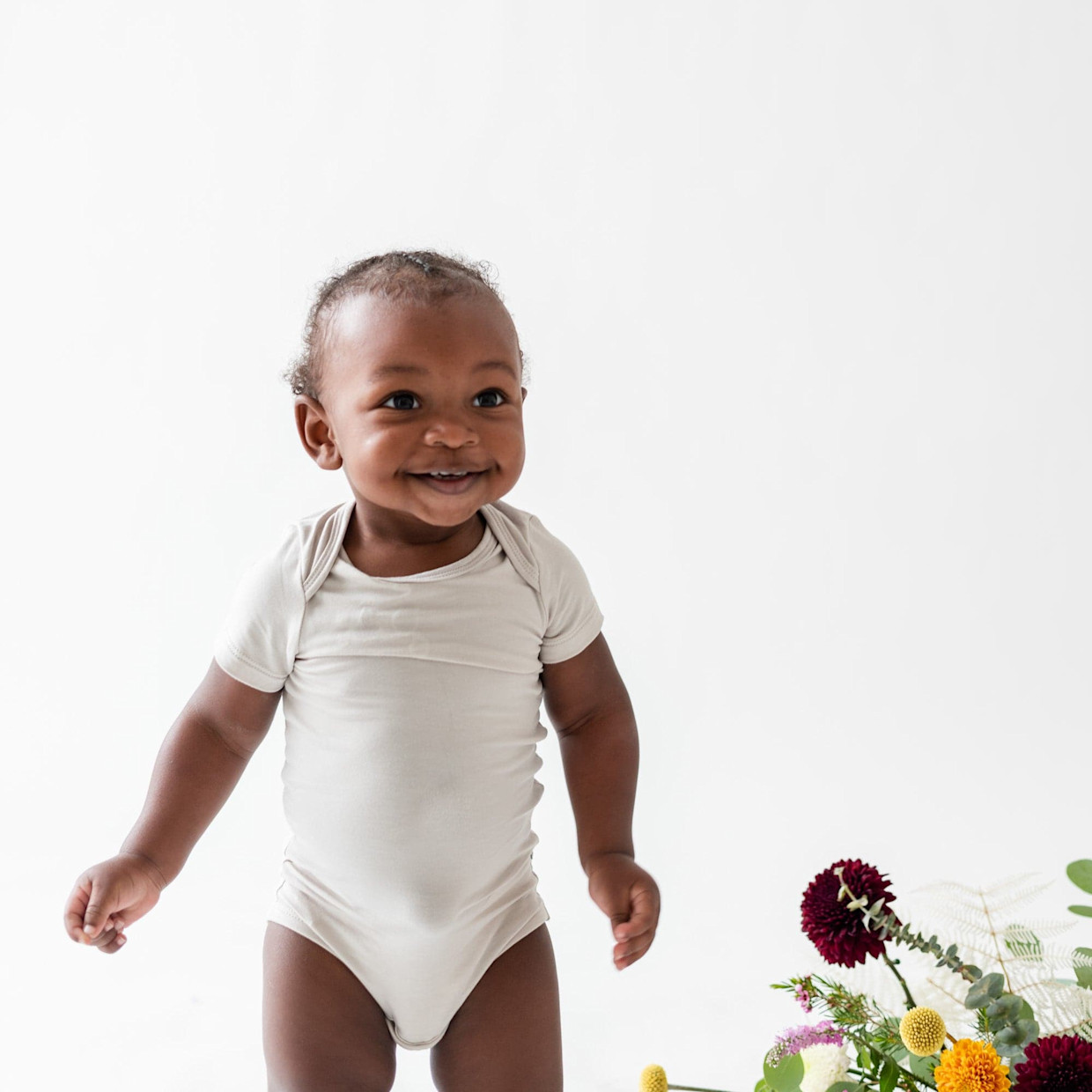 Kyte Baby Short Sleeve Bodysuit - Oat, Newborn.