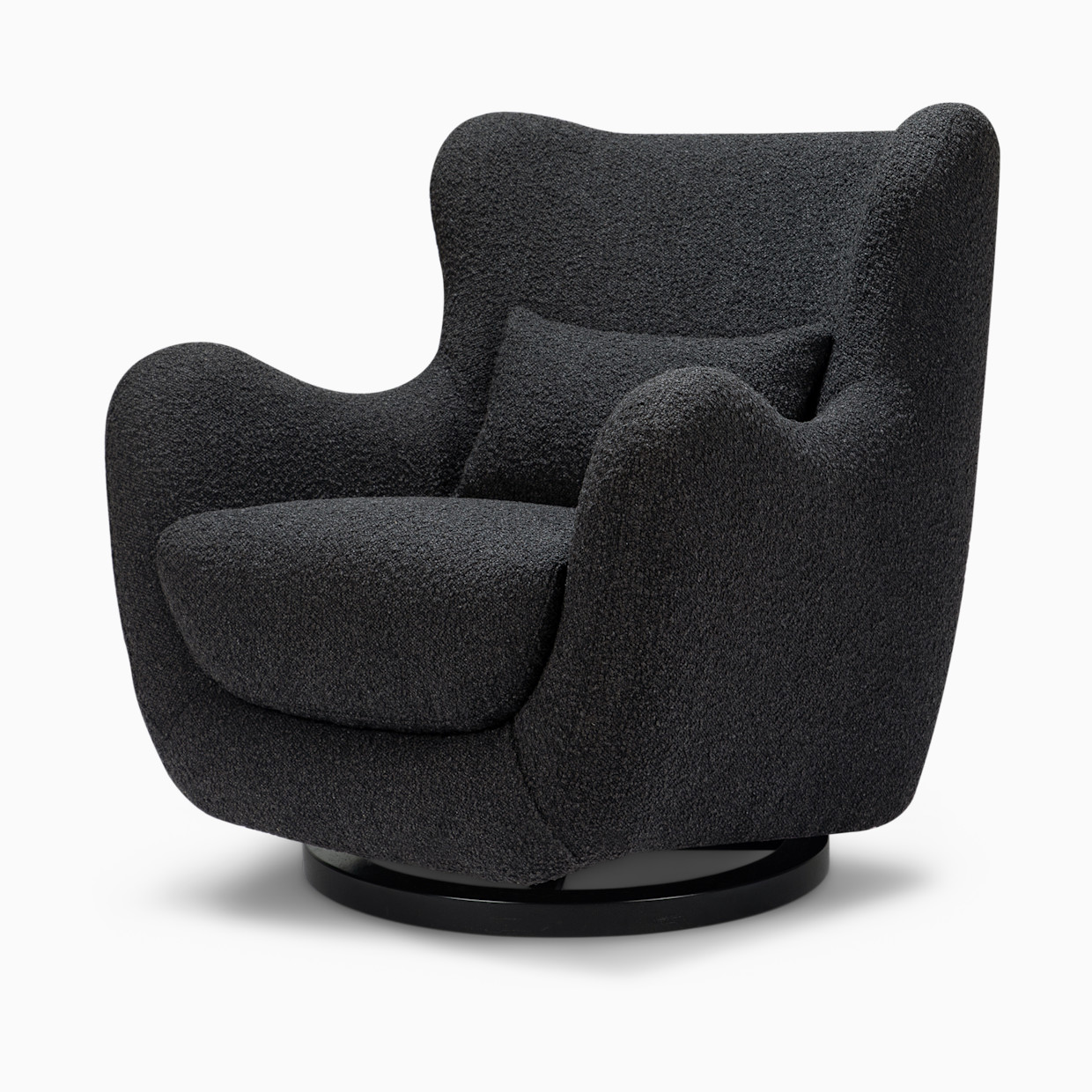 Nursery Works Solstice Swivel Glider - Black Boucle With Black Wood Base.
