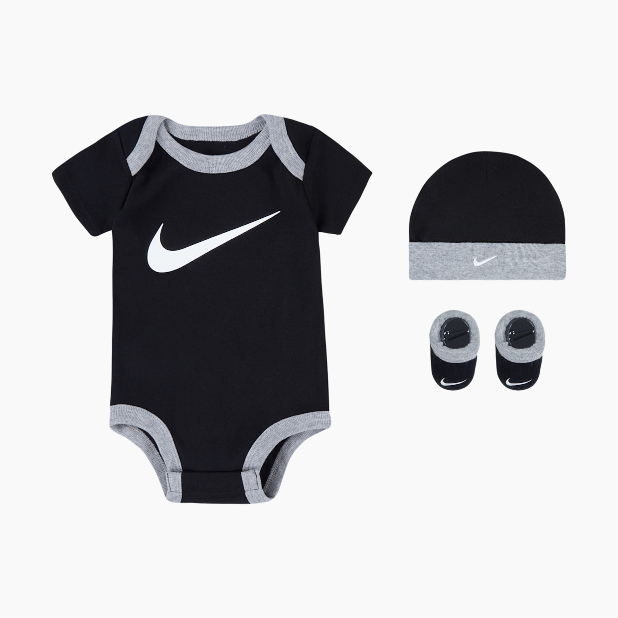 Nike Baby Bodysuit, Hat and Booties Box Set - Black, 0-6 M.