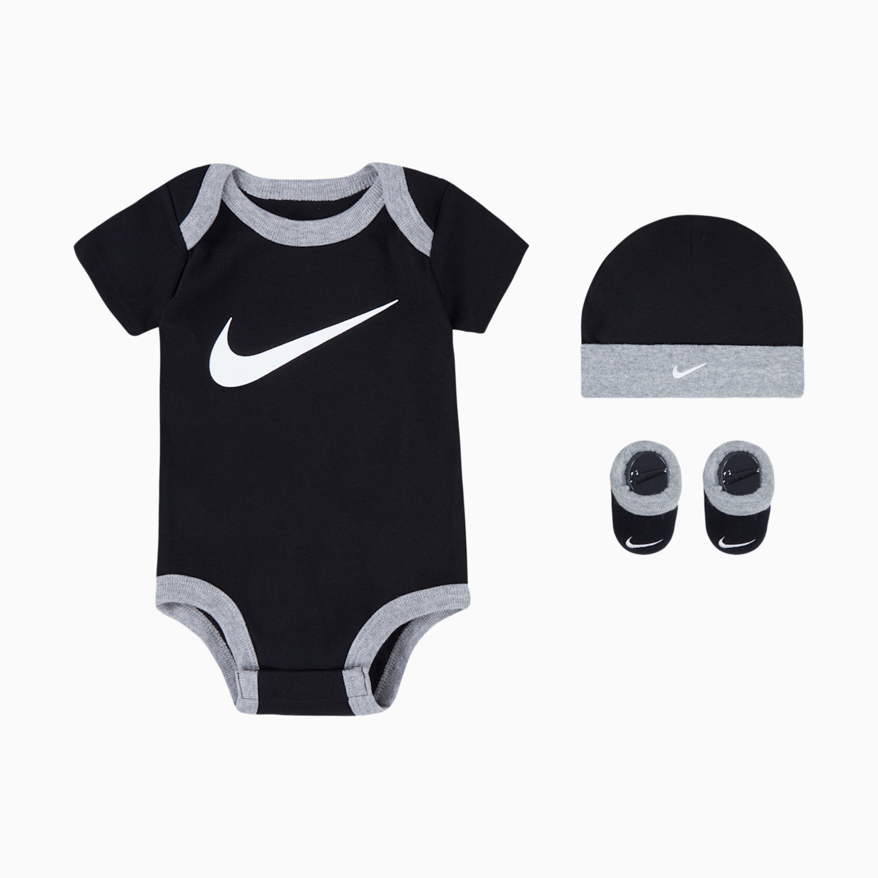 Nike Baby Bodysuit, Hat and Booties Box Set - Black, 0-6 M.