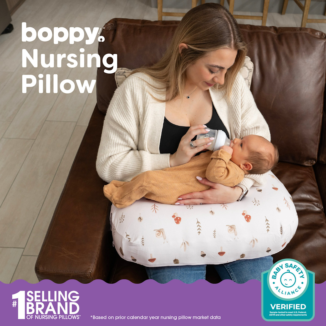 Boppy Boppy x Babylist Nursing Pillow with Organic Cotton Cover - Neutral Forest Floor.