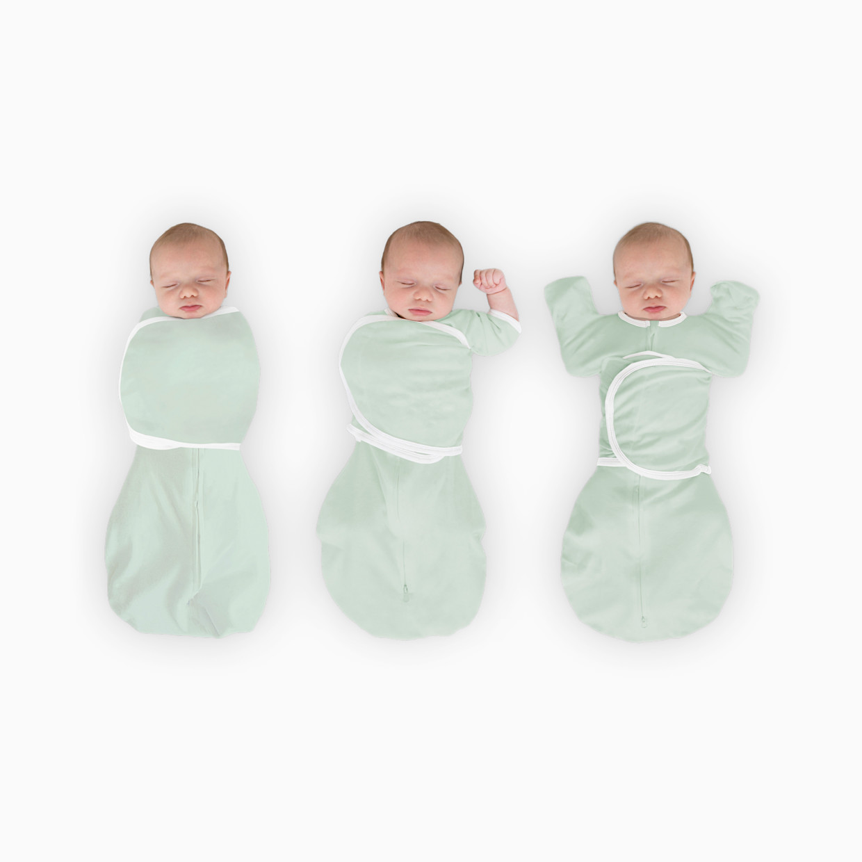 SwaddleDesigns Organic Omni Swaddle Sack with Arms Up Half-Length Sleeves and Mitten Cuffs TOG 1.0 - Soft Jadeite, 0-3 M.