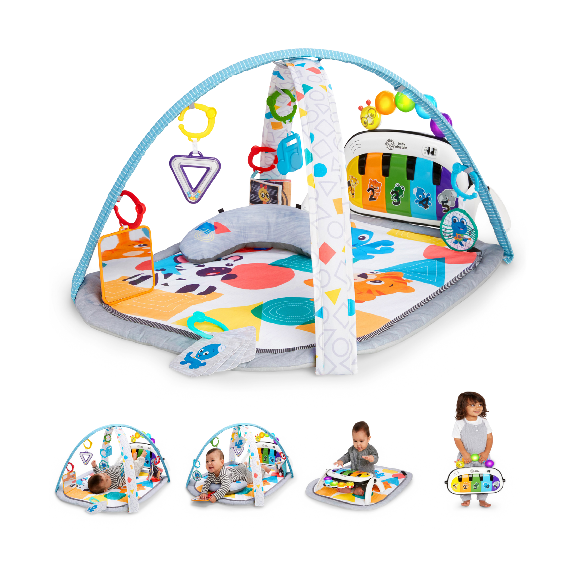 Baby Einstein 4-in-1 Kickin' Tunes Music and Language Play Gym and Piano Tummy Time Activity Mat