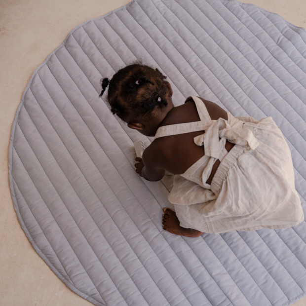Toddlekind Quilted Cotton Reversible Playmat - Stone Stripes.