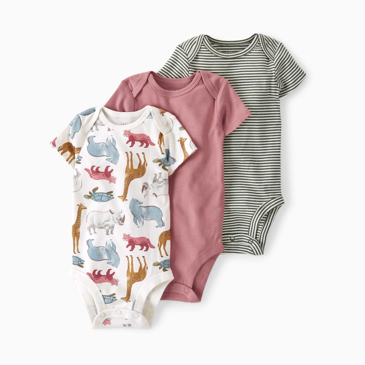 Carter's Little Planet 3-Pack Organic Cotton Rib Bodysuits - Endangered Species, Newborn.