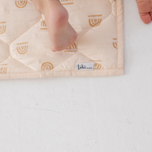 Toki Mats Outdoor Water resistant Play Mat Blanket - Rainbow Stamp In Cream, Epic.