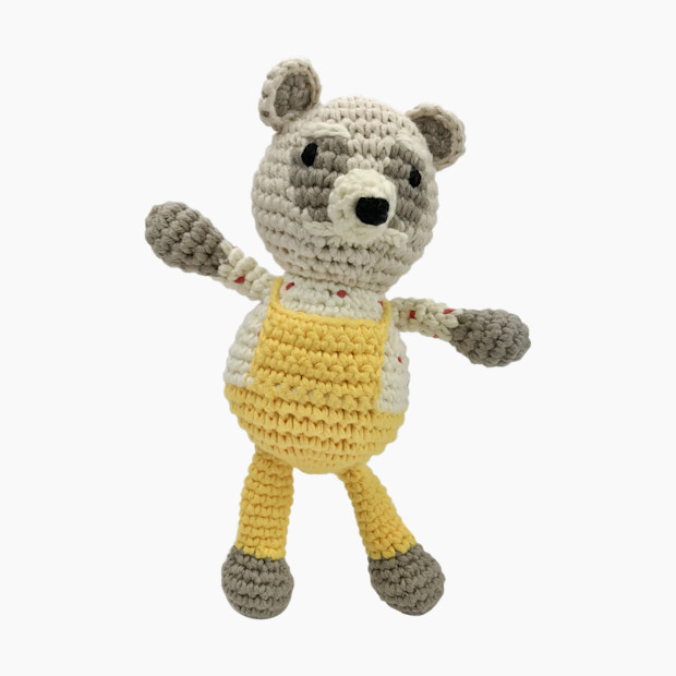 Finn + Emma Organic Cotton Rattle Buddy - Woodland Raccoon.