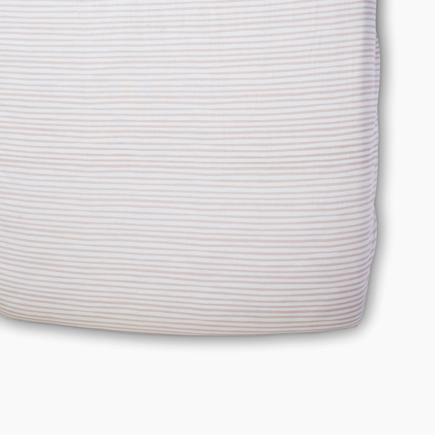 Pehr Stripes Away Organic Cotton Crib Sheet - Petal.