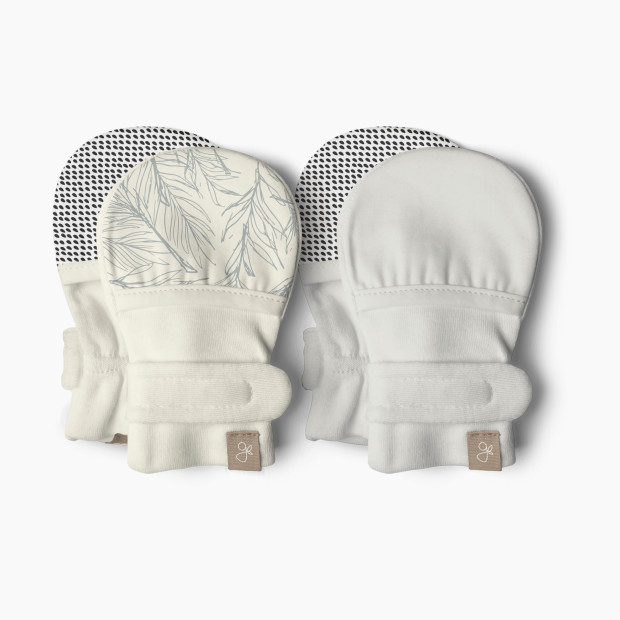 Goumi Kids Stay on Baby Mitts (2 Pack) - Coastal + Cloud, 0-3 M.