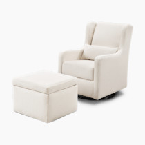 Carter s by daVinci Adrian Swivel Glider with Storage Ottoman Performance Cream Linen Babylist Shop