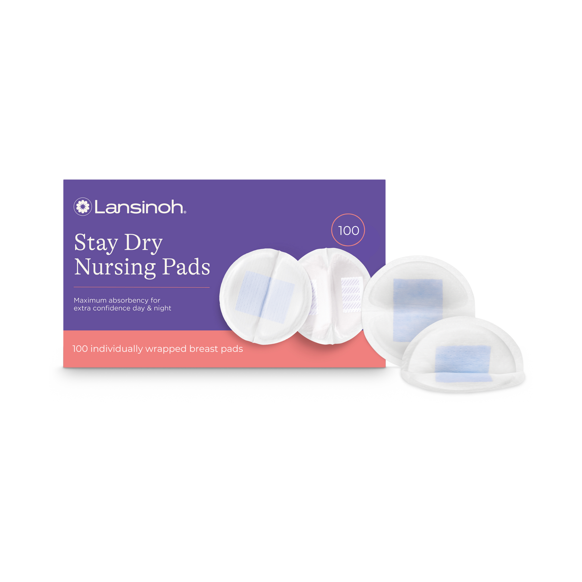Lansinoh Stay Dry Disposable Nursing Pads, Soft and Super Absorbent Breast Pads, Breastfeeding Essentials for Moms, 100 Count