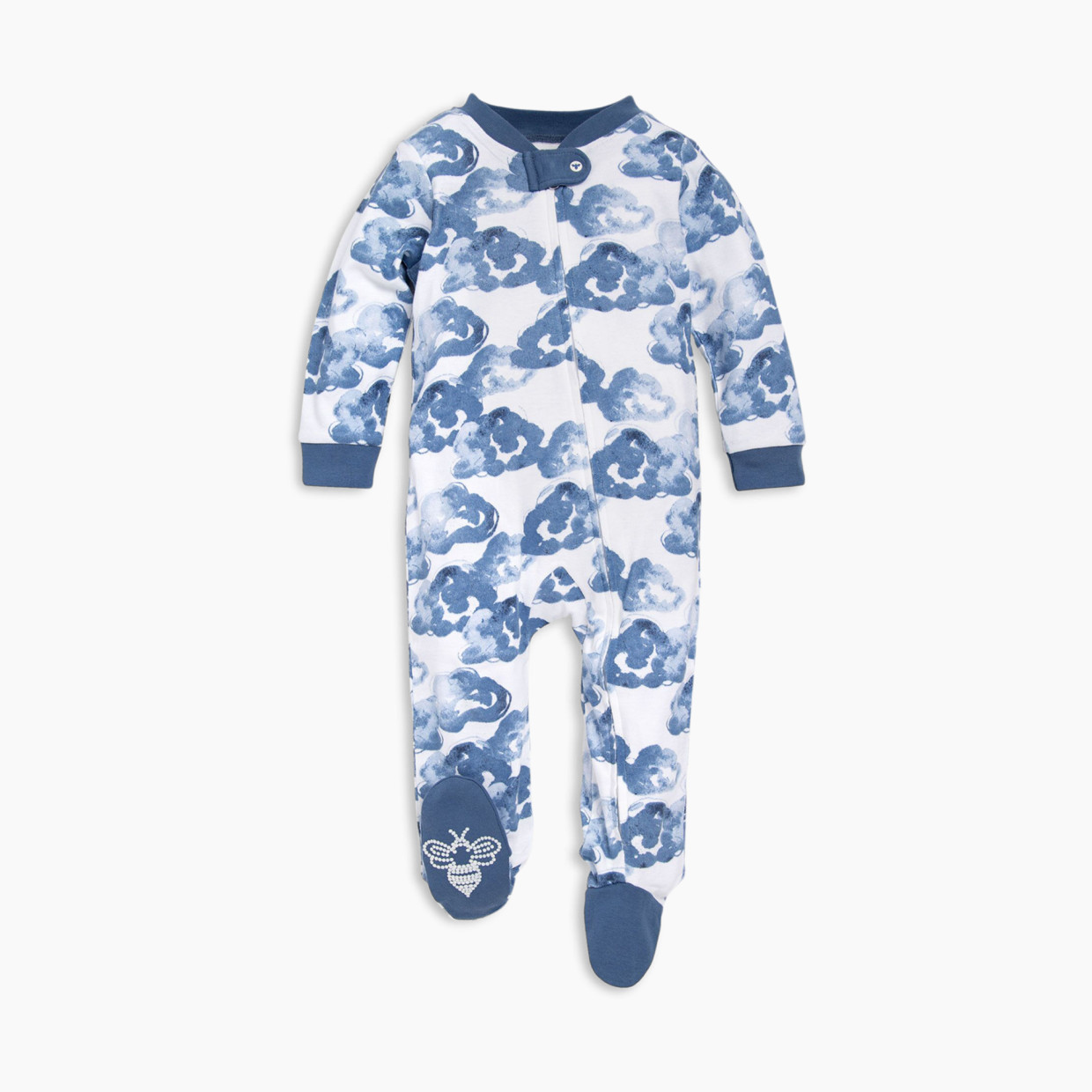 Burt's Bees Baby Organic Sleep & Play Footie Pajamas - Moonlight Clouds, 0-3 Months.