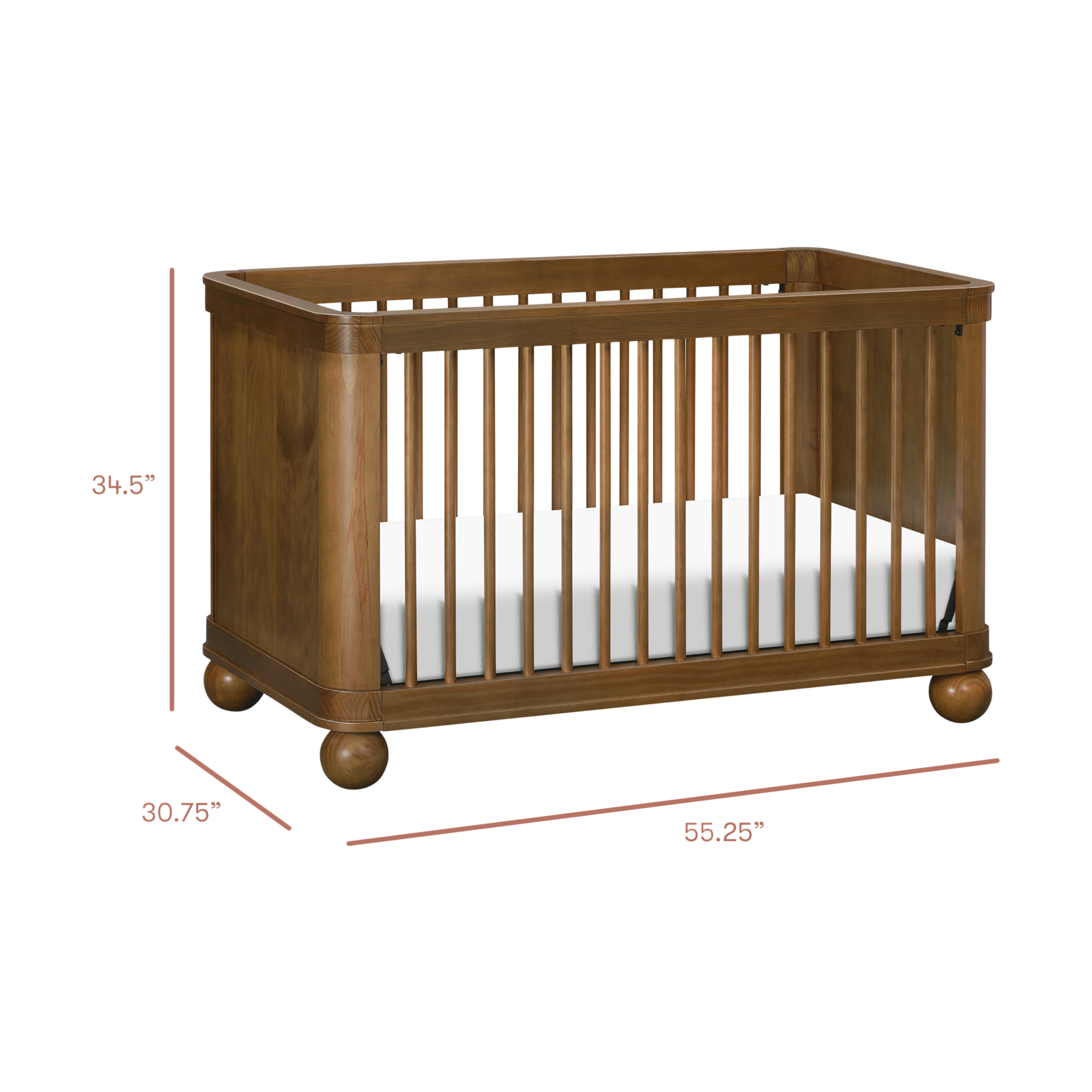 babyletto Crosby 3-in-1 Convertible Crib - Natural Walnut.