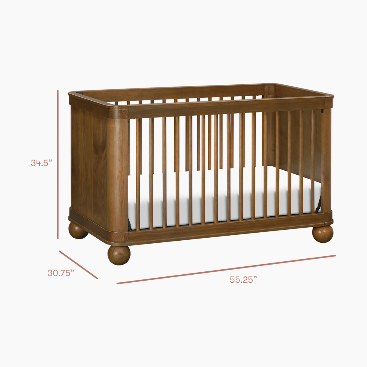 babyletto Crosby 3-in-1 Convertible Crib - Natural Walnut.