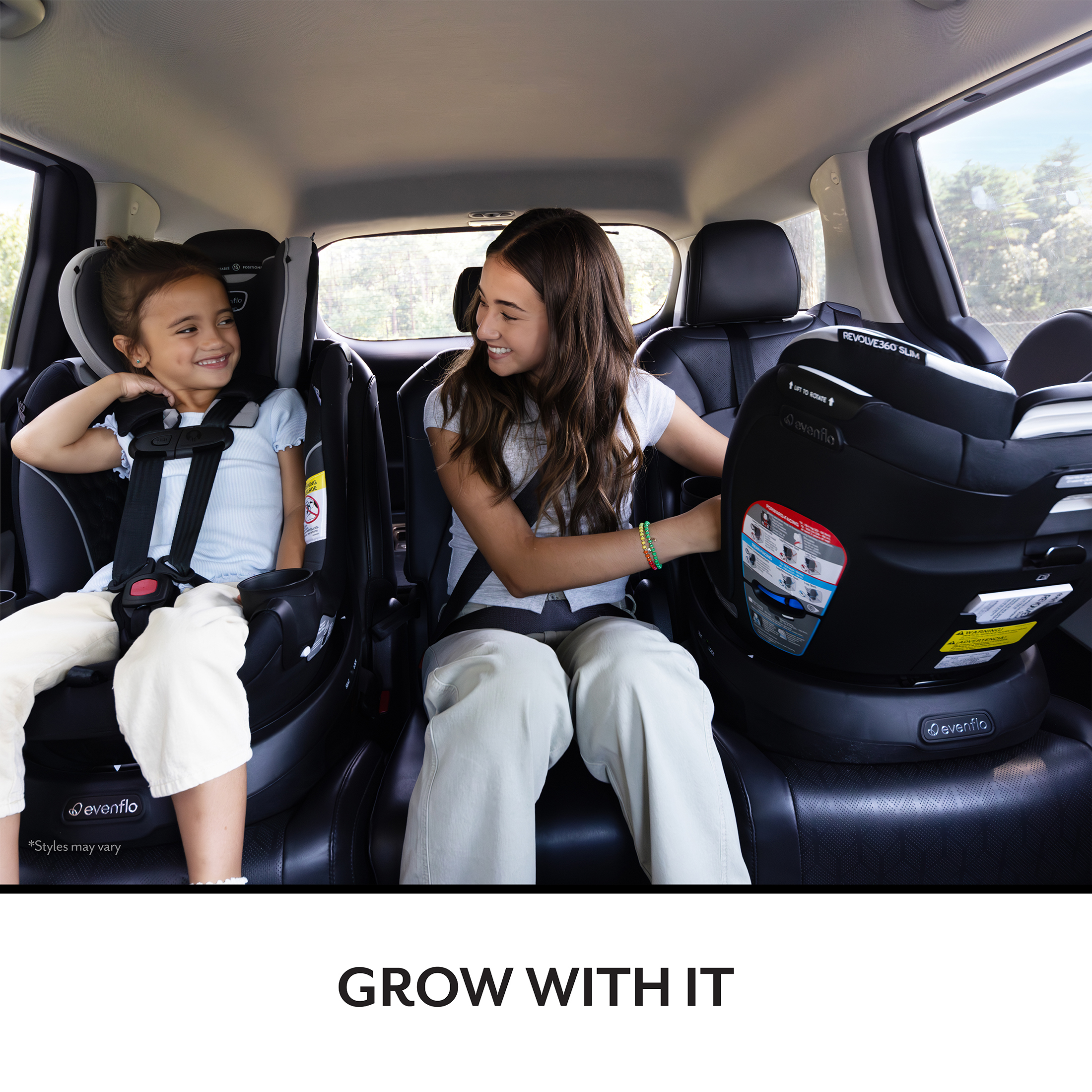 Evenflo Gold Revolve360 Slim 2-in-1 Rotational Car Seat with SensorSafe - Pearl.