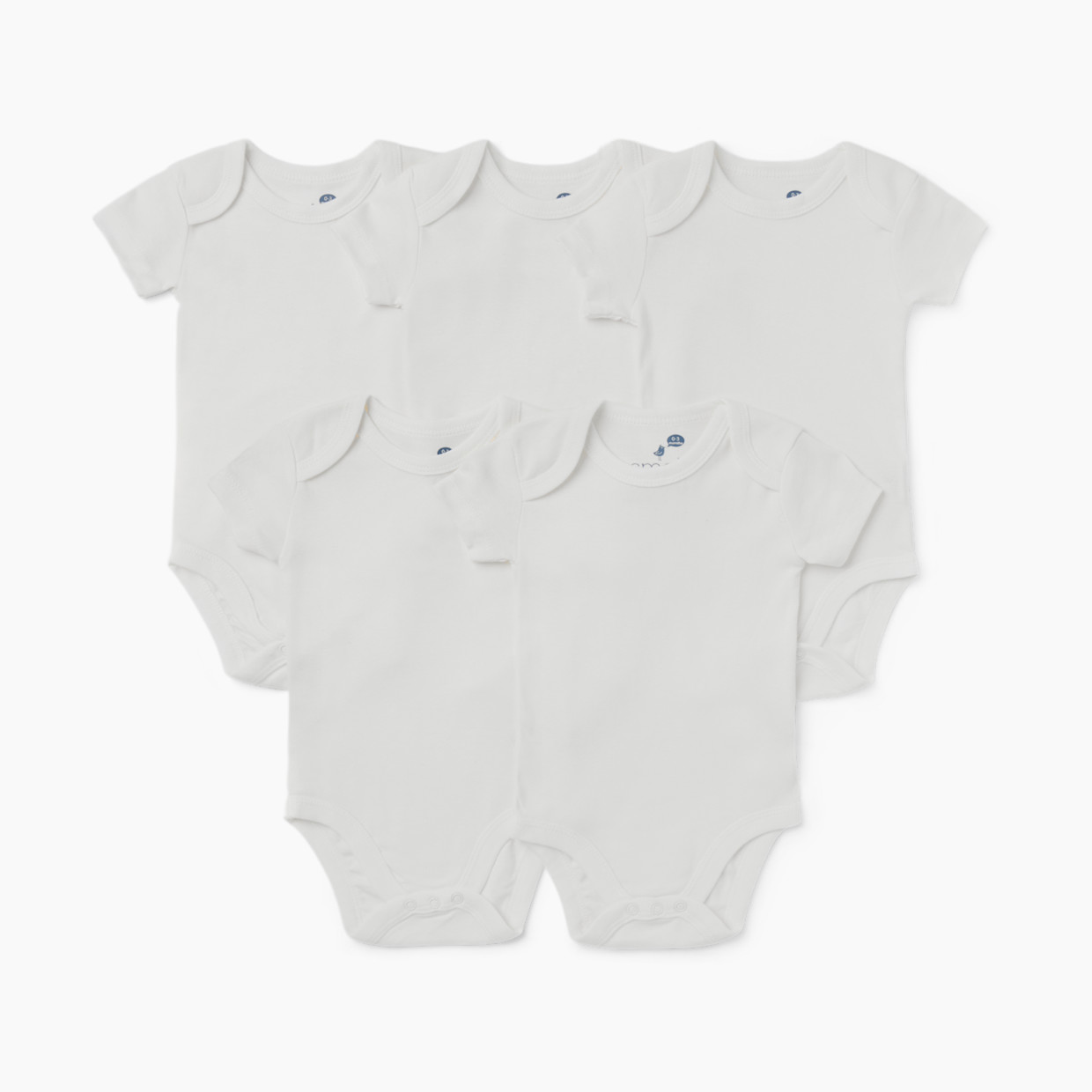 Small Story Short Sleeve Bodysuit Solid (5 Pack) - White, 0-3 M.