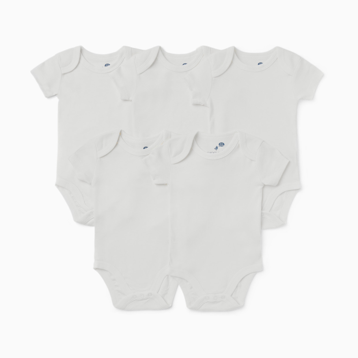 Small Story Short Sleeve Bodysuit Solid (5 Pack) - White, 3-6 M.
