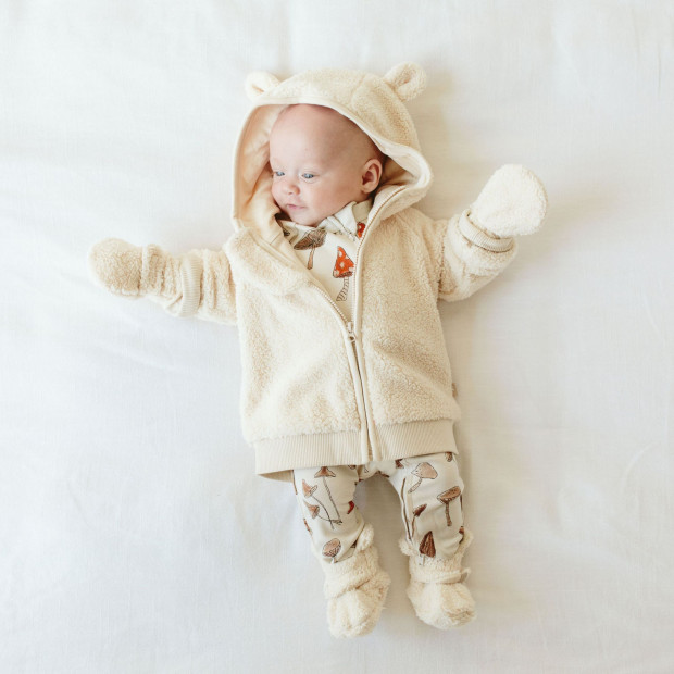 Goumi Kids x Babylist Hooded Bear Ear Fleece Zipper Jacket - Oat, 0-3 M ...