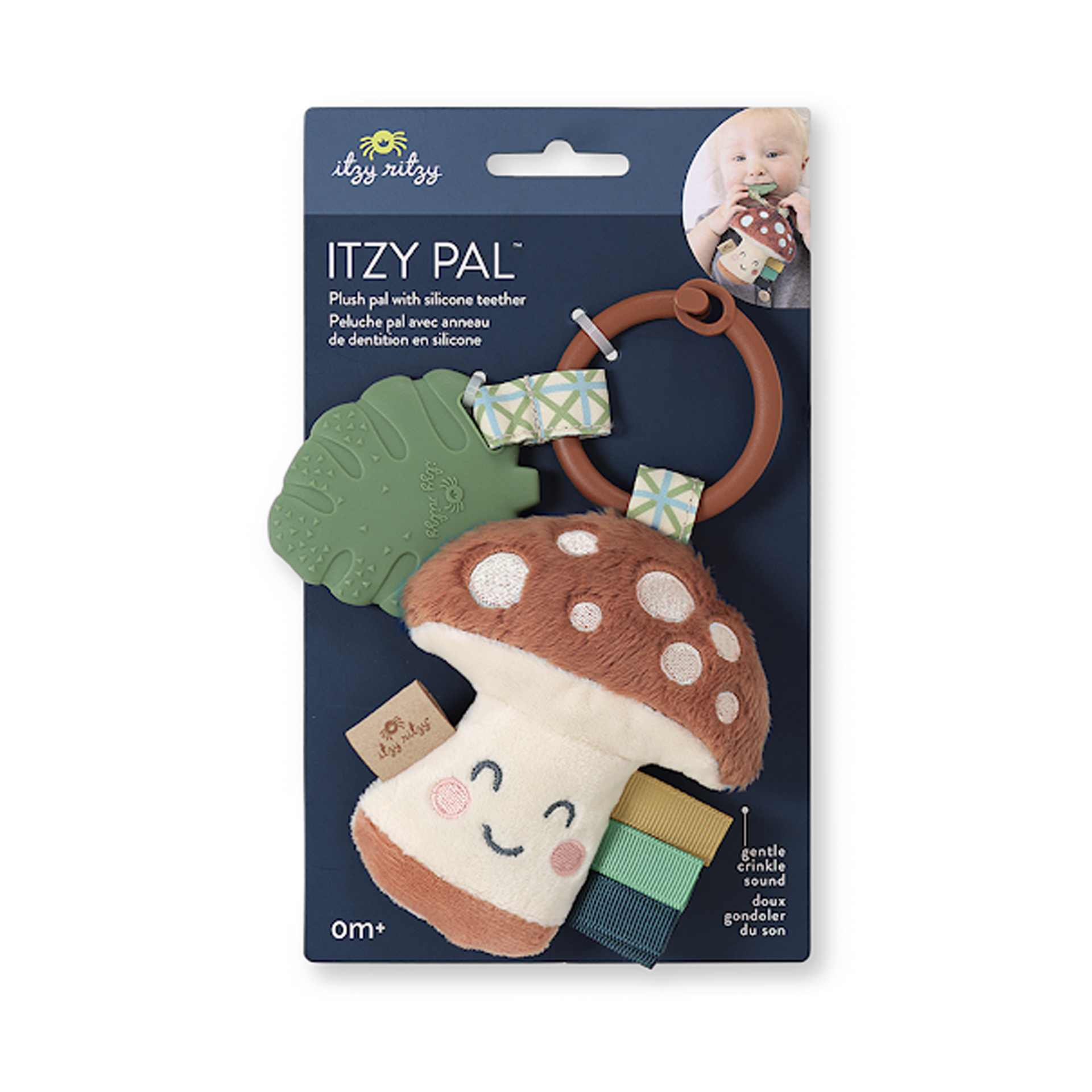 Itzy Ritzy Plush Pal with Silicone Teether - Brown Mushroom.