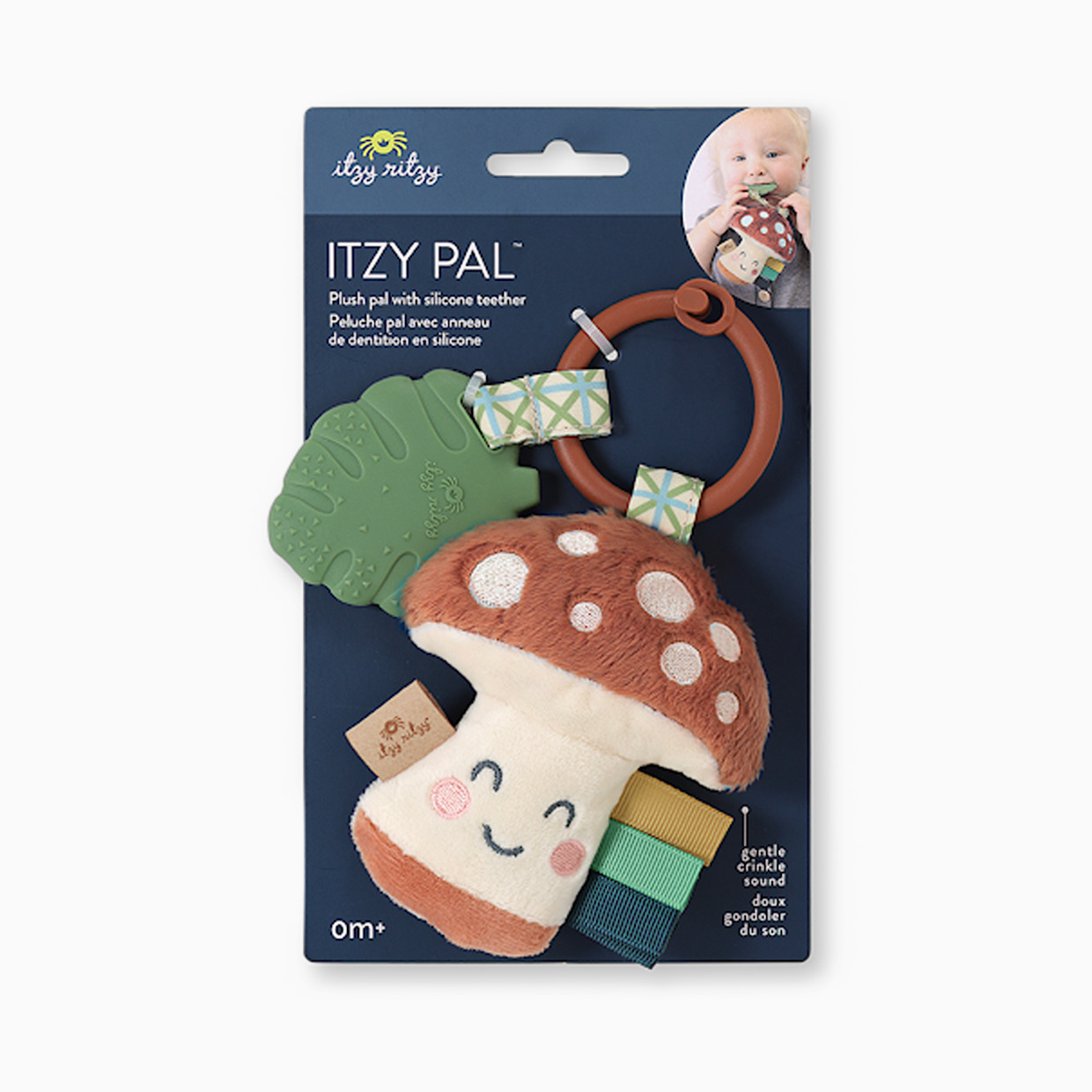 Itzy Ritzy Plush Pal with Silicone Teether - Brown Mushroom.