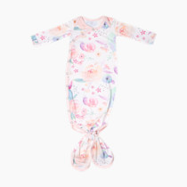 Copper Pearl Baby Gown - Knotted Newborn Sleepers for Baby Girl, Soft Stretchy Long Sleeve Infant Gowns with Bottom Tie and Hand Mittens, Perfect Hospital Coming Home Outfit (Bloom)