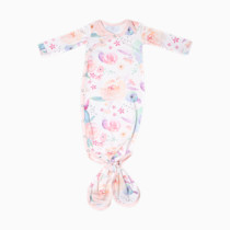 Copper Pearl Baby Gown - Knotted Newborn Sleepers for Baby Girl, Soft Stretchy Long Sleeve Infant Gowns with Bottom Tie and Hand Mittens, Perfect Hospital Coming Home Outfit (Bloom)