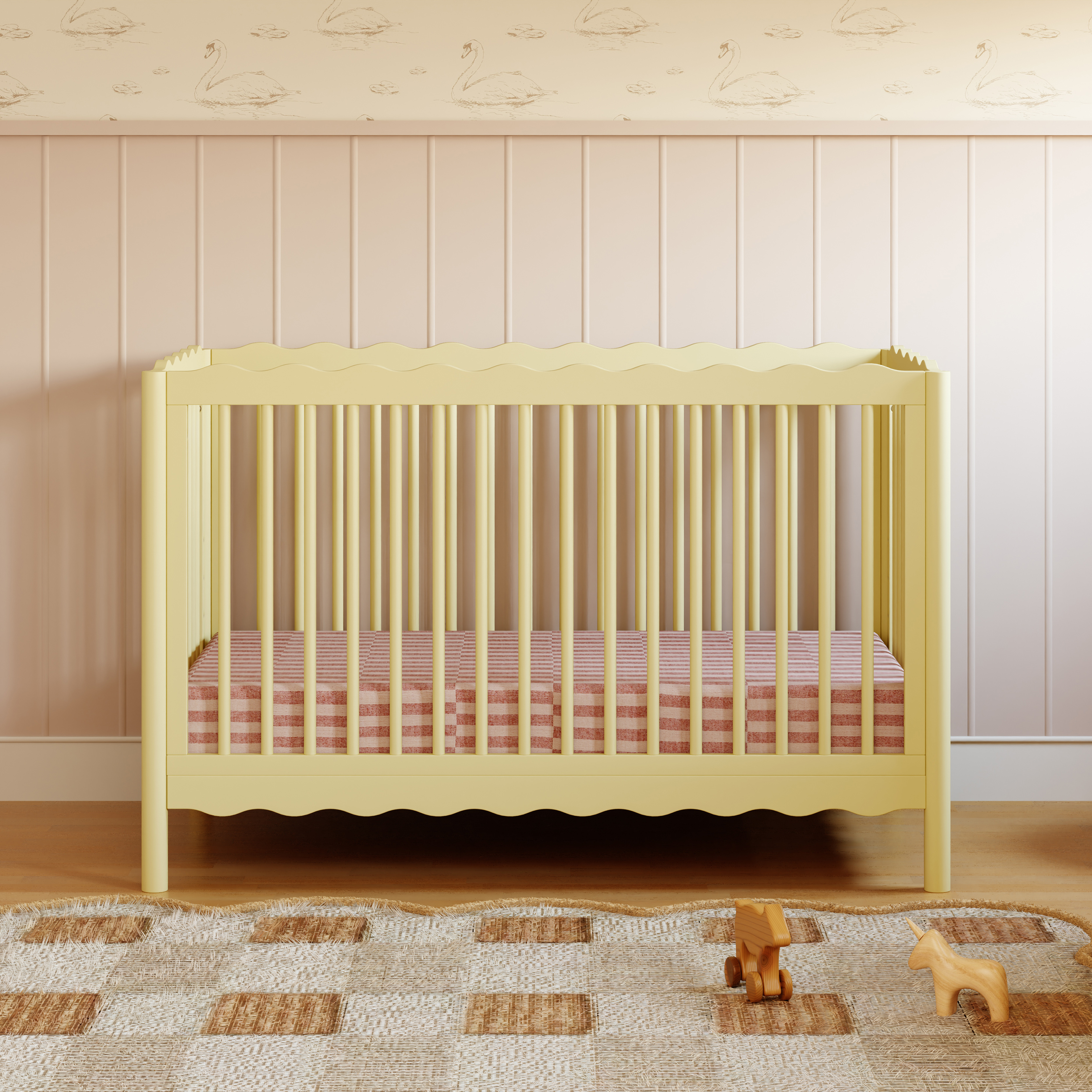 babyletto Swell 4-in-1 Convertible Crib with Conversion Kit - Pale Yellow.
