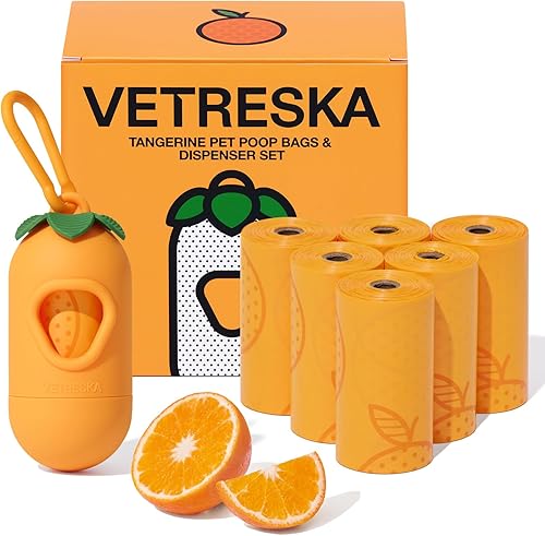 VETRESKA Poop Bags Dispenser with Citrus Scented Waste Bags.