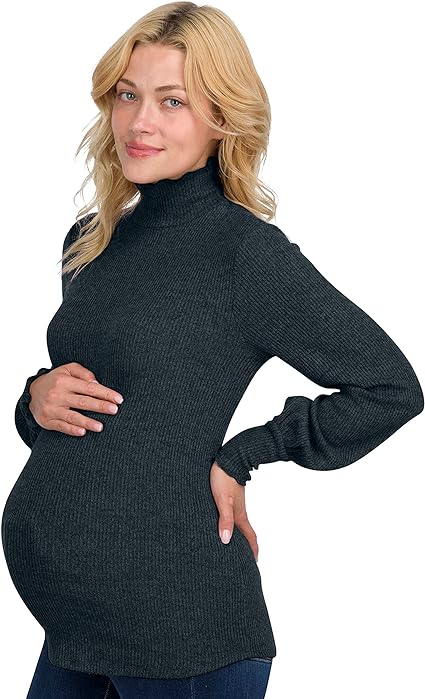 Eliana Ultra-Soft Lettuce Mock-Neck Maternity Top with Bell Long Sleeves .