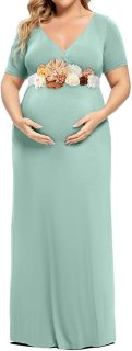Kim S Maternity Maxi Dress with Flower Sash - $38.99.