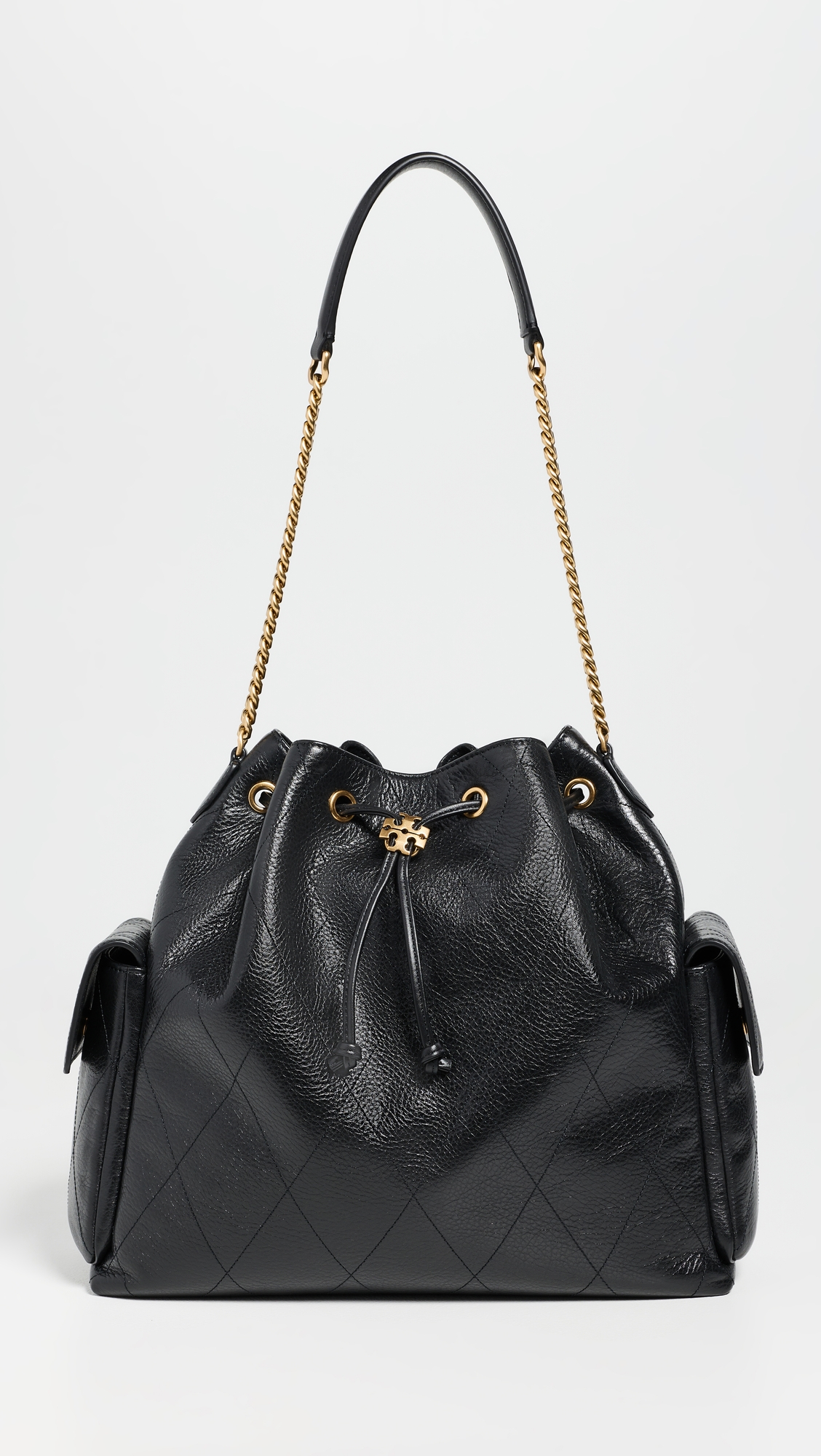 Tory Burch Charlie Quilted Large Drawstring Shoulder Bag.