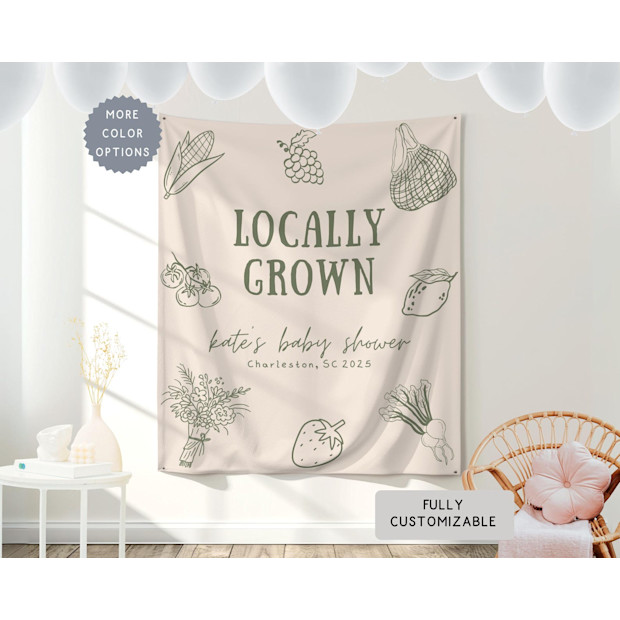 Custom Locally Grown Baby Shower Banner.